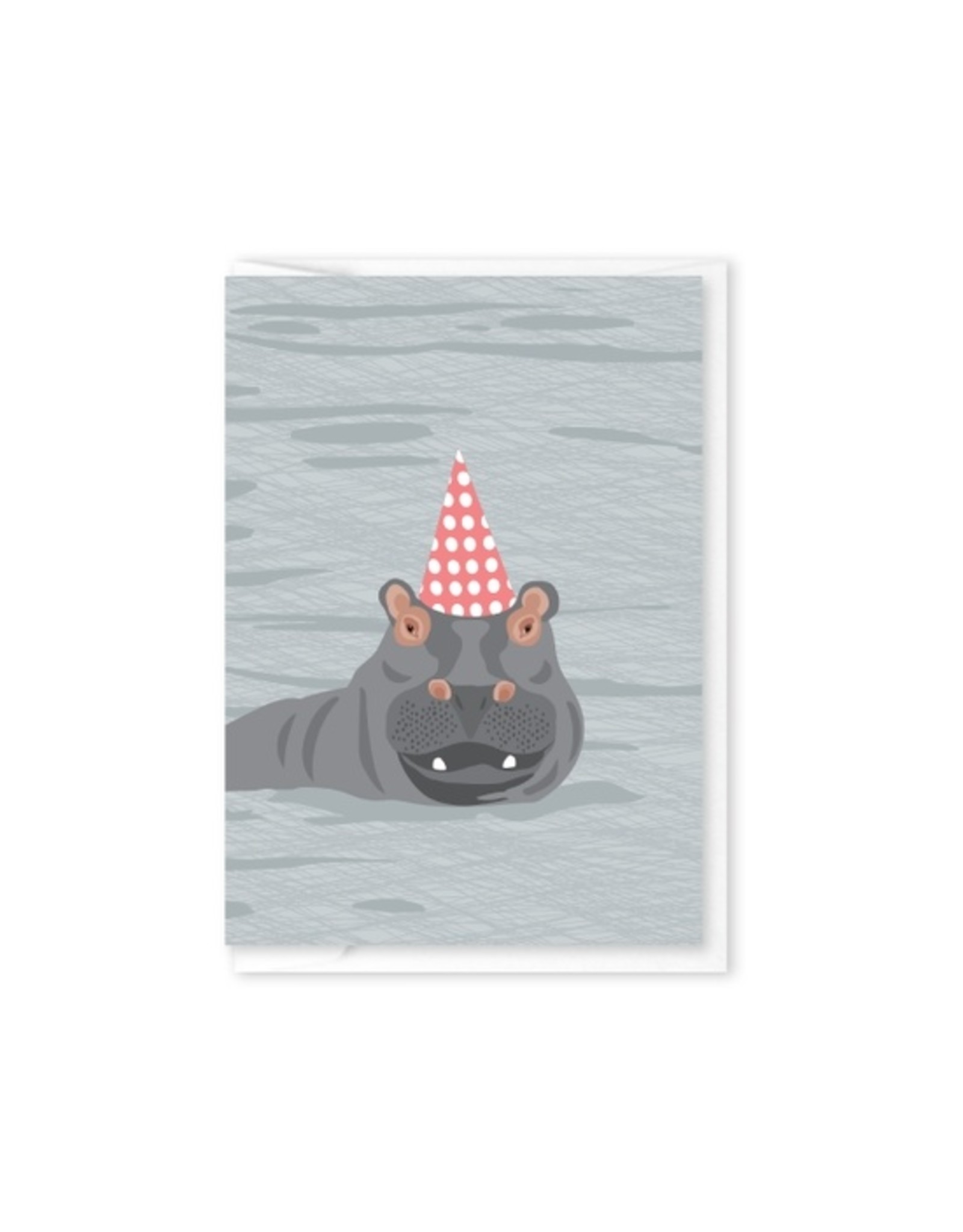 Modern Printed Matter Hippo Party Hat Enclosure Card