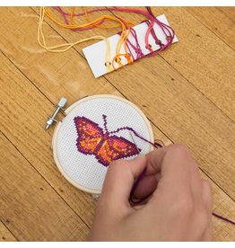 Kikkerland Mini Cross Stitch Embroidery Kit - Butterfly