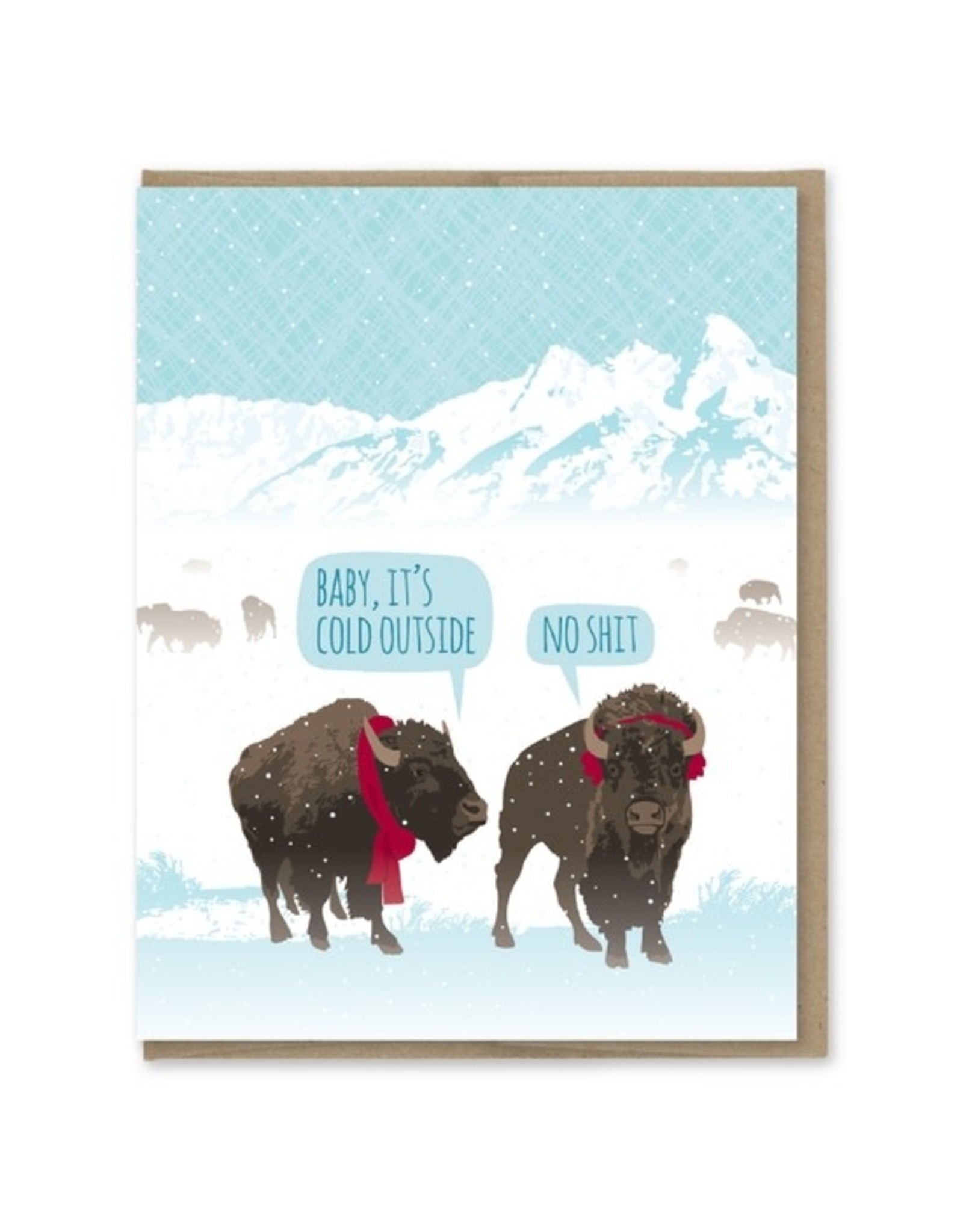 Modern Printed Matter Bison Baby It's Cold Card