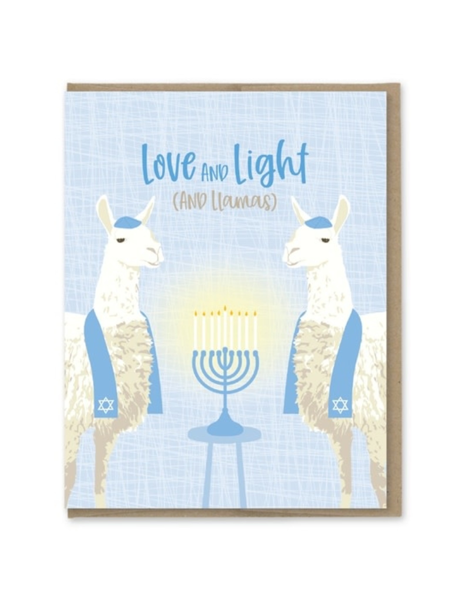 Modern Printed Matter Love and Light and Llamas Hanukkah Card - Box Set