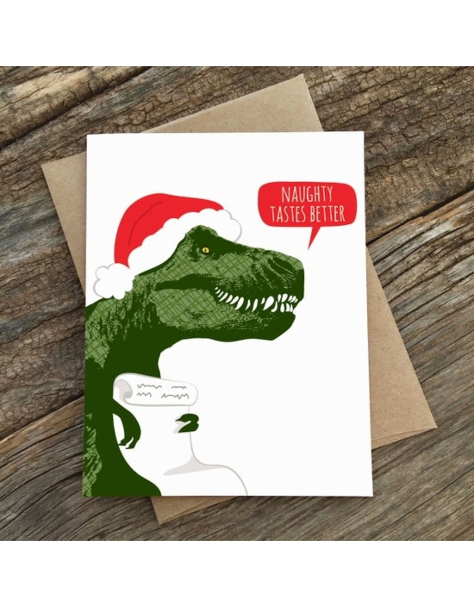 Modern Printed Matter Naughty Tastes Better Trex Holiday Card