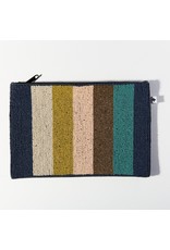 Ink + Alloy Teal Navy Pink Thick Stripe Seed Bead Clutch