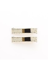 Ink + Alloy Ivory Black + Gold Beaded Hair Clip