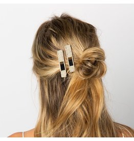 Ink + Alloy Black Ivory Gold Combo Beaded Hair Clip