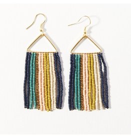 Ink + Alloy Teal Navy Stripe on Triangle Earring