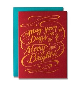Ladyfingers Letterpress Merry and Bright Holiday Card