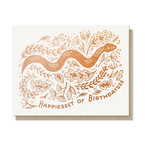 Snake Birthday Card Orange Bird
