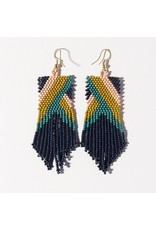Ink + Alloy Navy Citron Teal Stripe Angles Earring