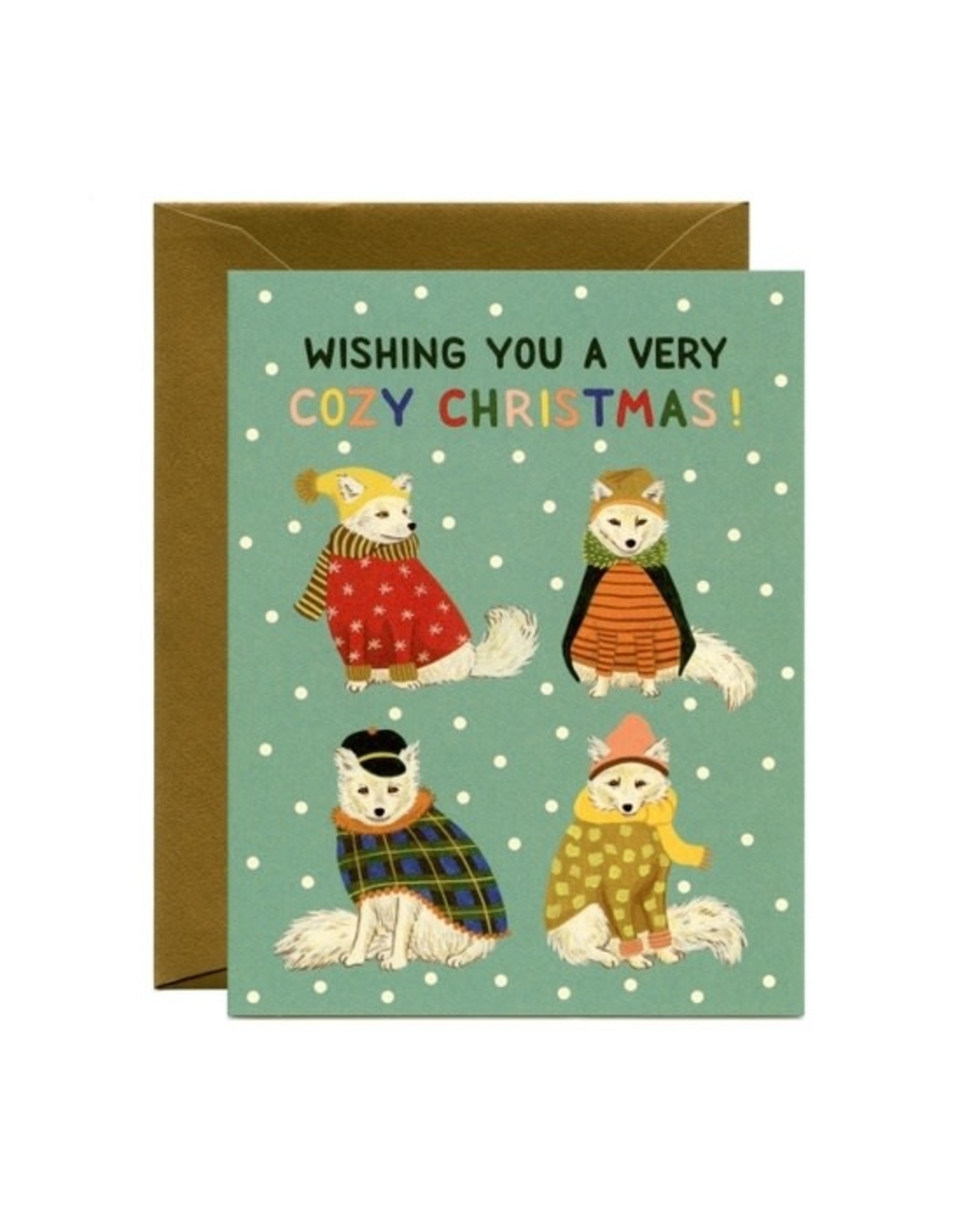 Yeppie Paper Cozy Arctic Foxes Christmas Card