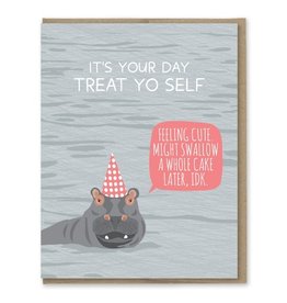 Modern Printed Matter Hippo Swallow Cake Birthday Card