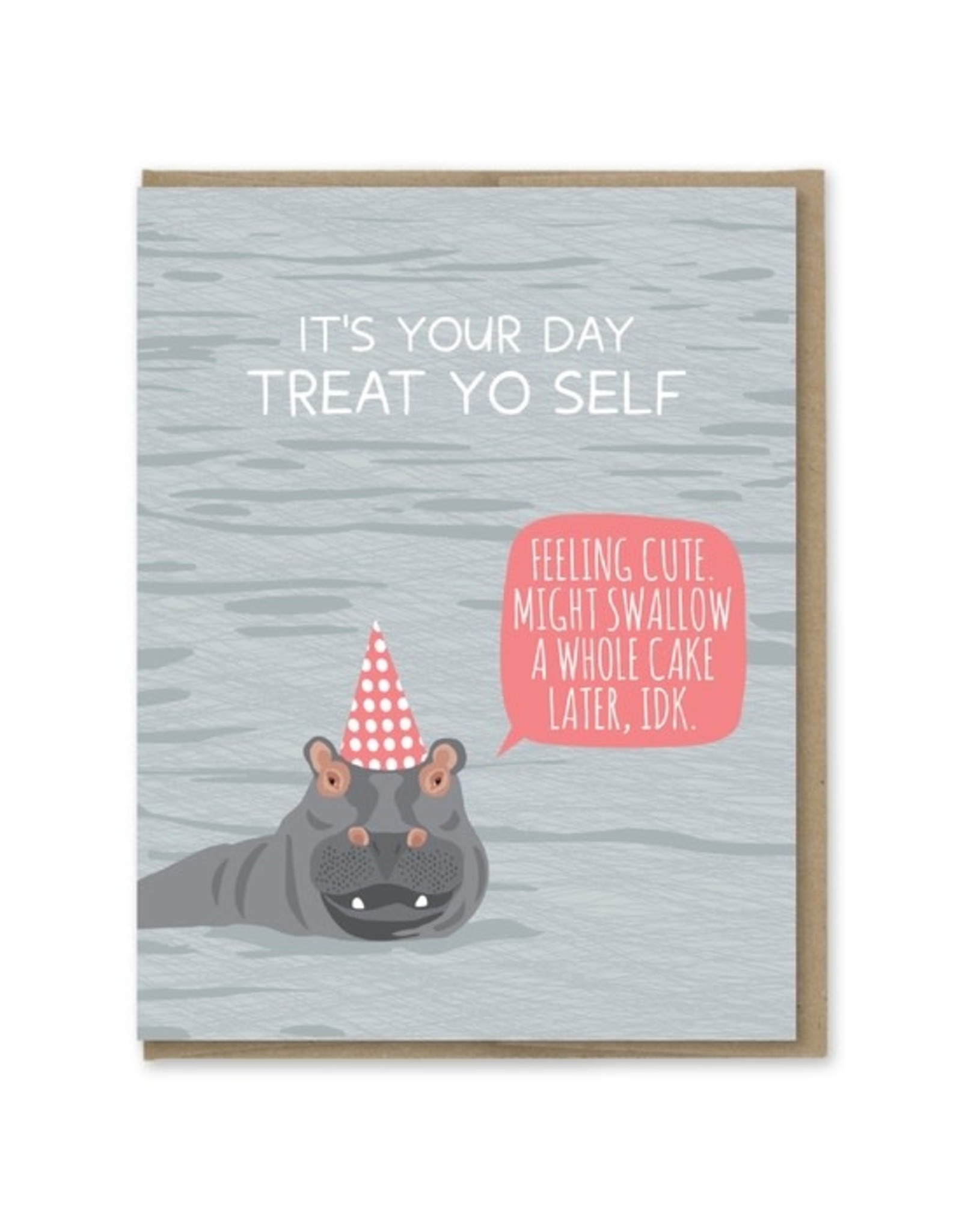 Modern Printed Matter Hippo Swallow Cake Birthday Card