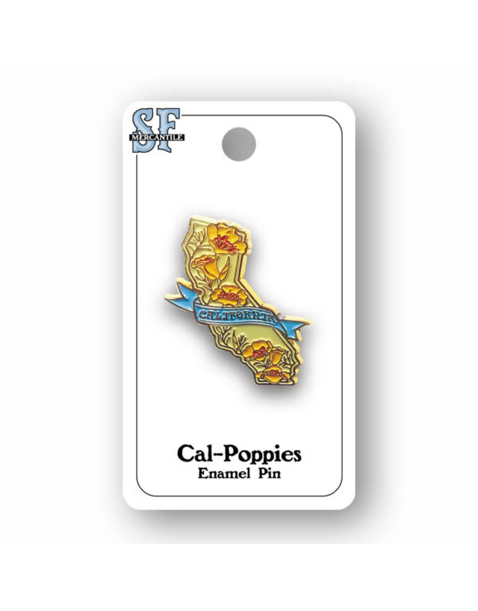 SF Mercantile CA State Shape w/ Poppies Enamel Pin