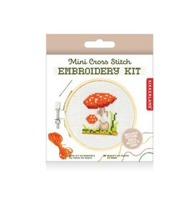 Kikkerland Mini CrossStitch Embroidery Kit - Mushroom