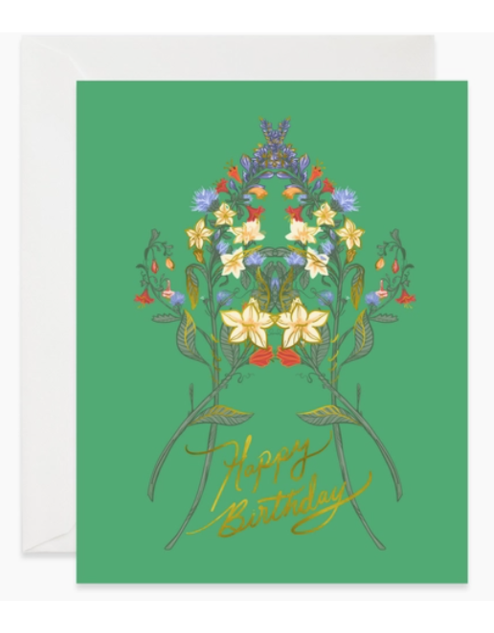 Good Juju Ink Mirrored Floral Birthday Card
