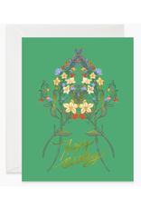 Good Juju Ink Mirrored Floral Birthday Card