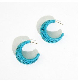 Ink + Alloy Turquoise Raffia Wrapped Hoop Earings