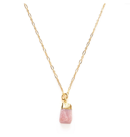 Raw Cut Gemstone Necklace - Pink Peruvian Opal