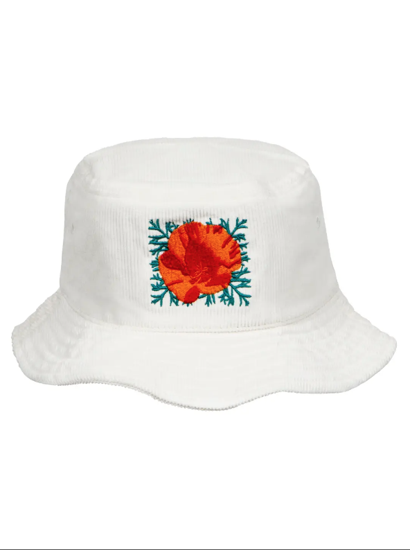 Poppy Bucket Hat- Cream - Orange Bird