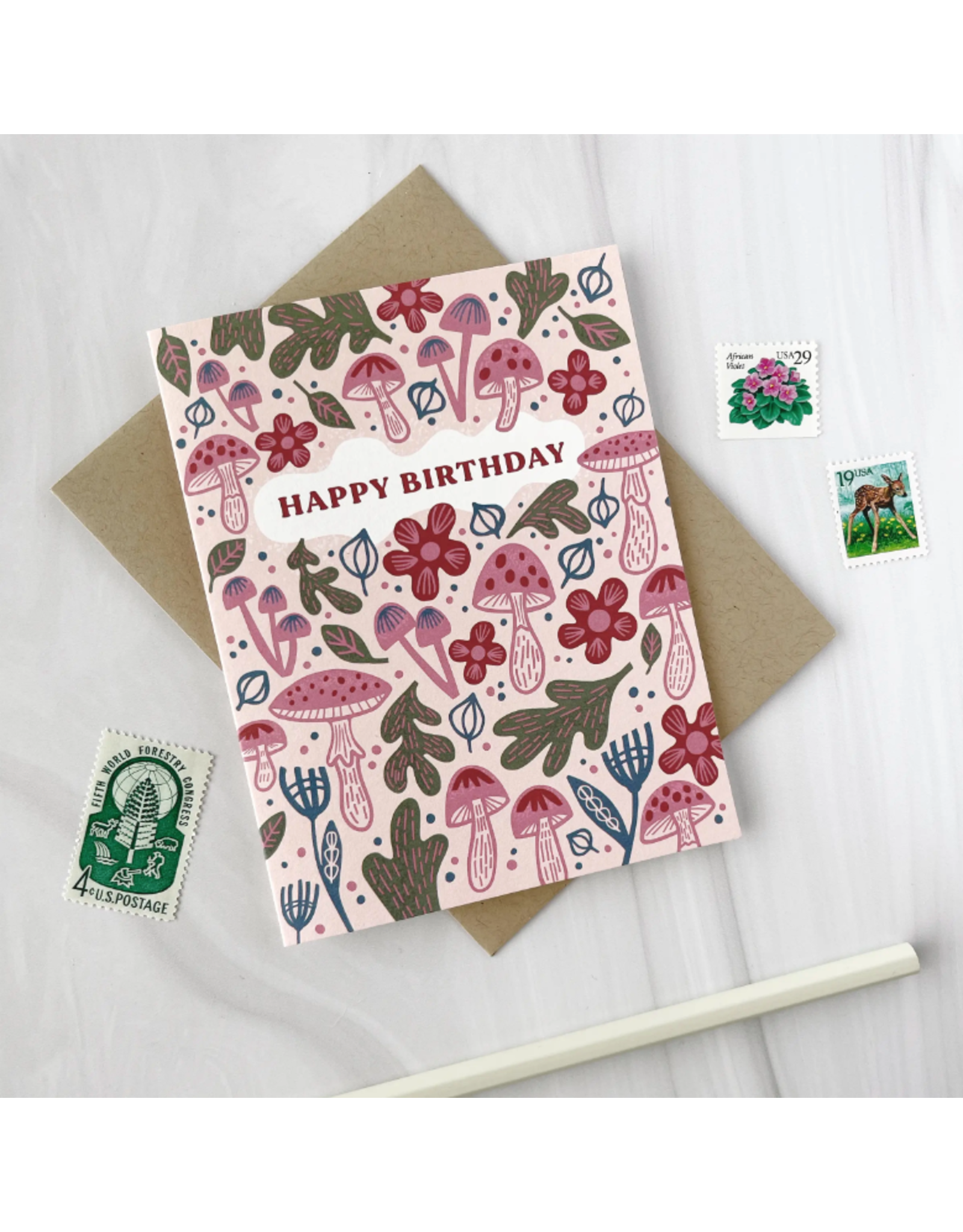 Paper Parasol Press Fungi Forest Birthday Card