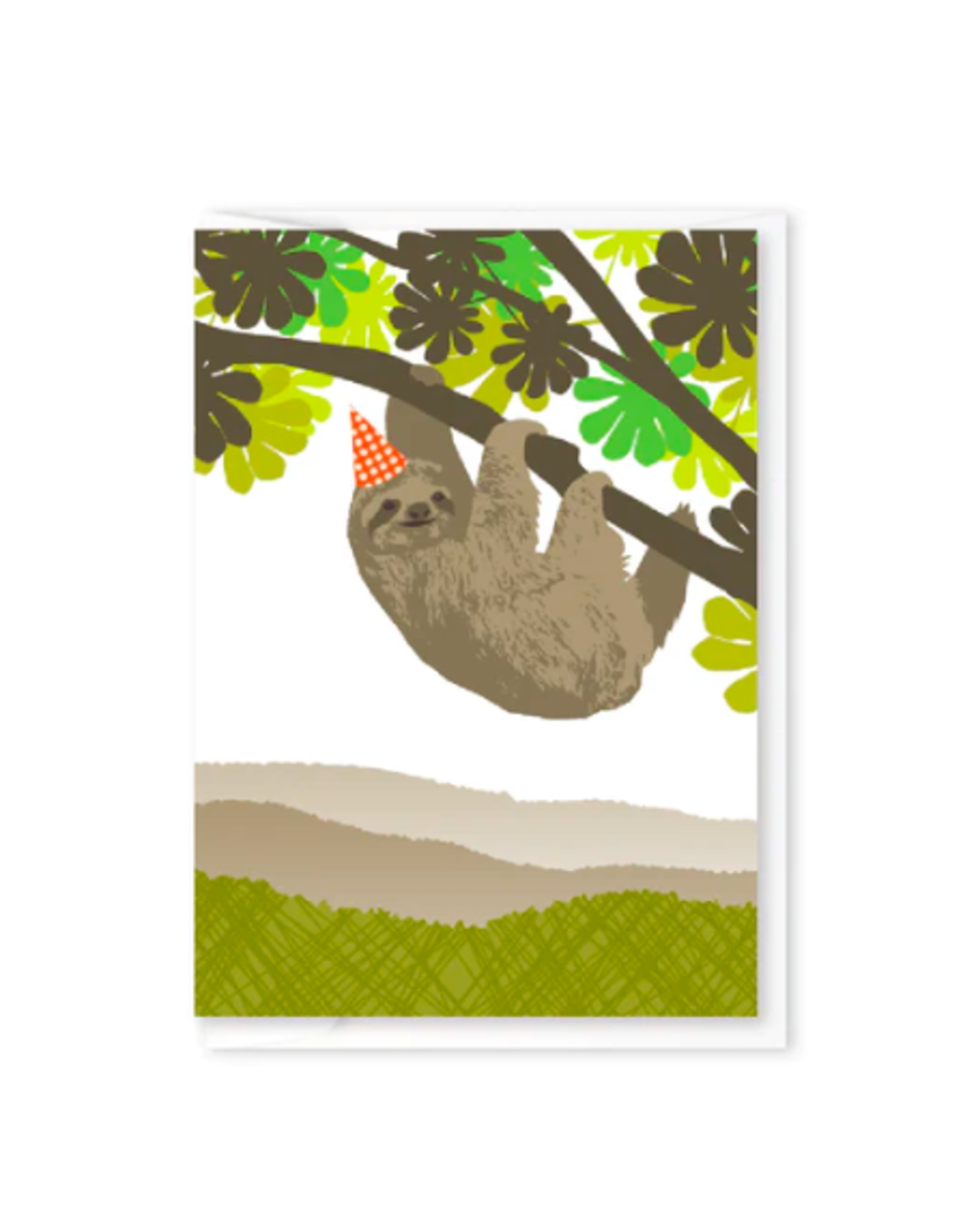 Modern Printed Matter Sloth Party Hat Enclosure Card