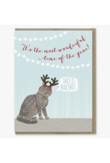 Modern Printed Matter Cat Antlers and Wonderful Time Card