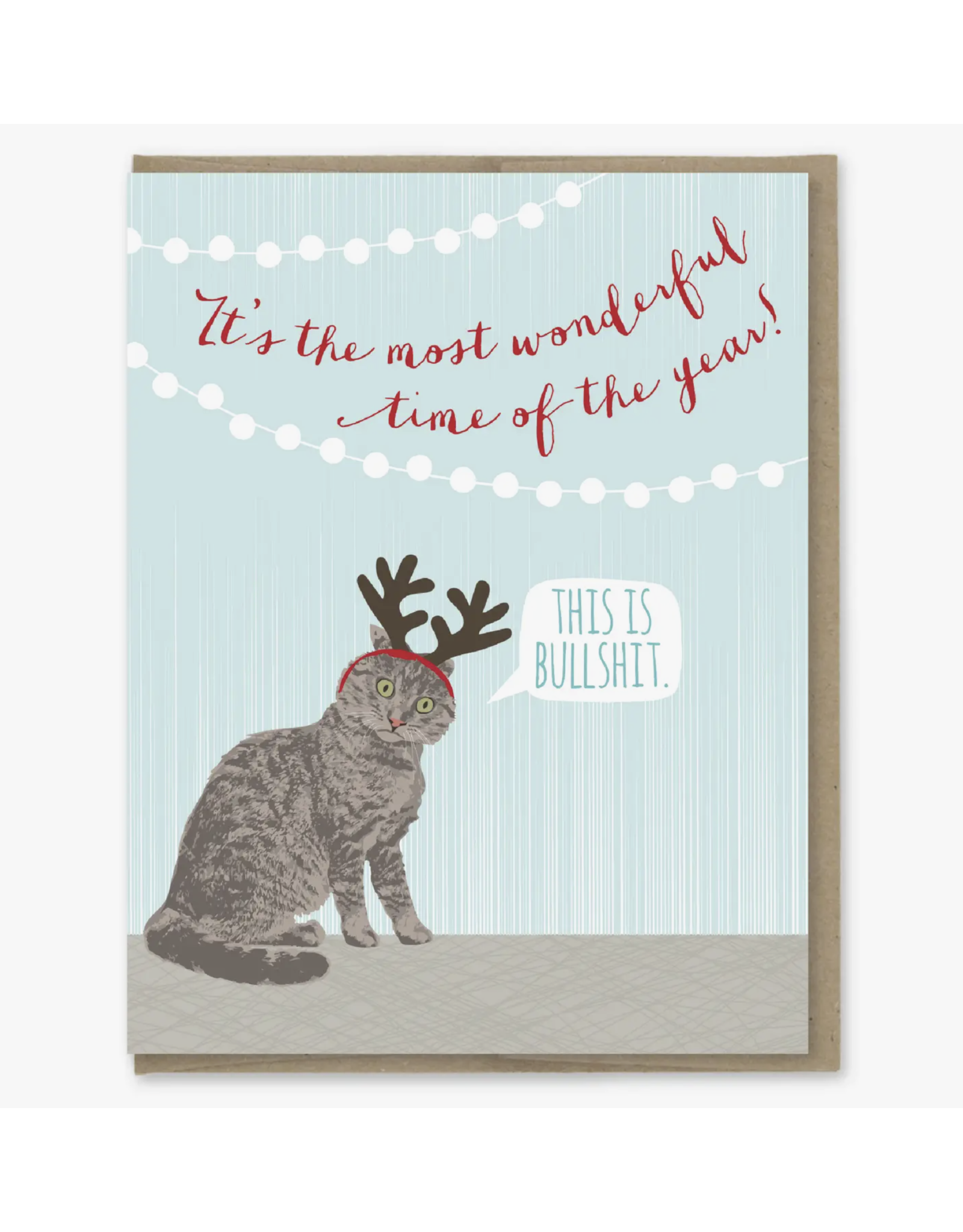 Modern Printed Matter Cat Antlers and Wonderful Time Card
