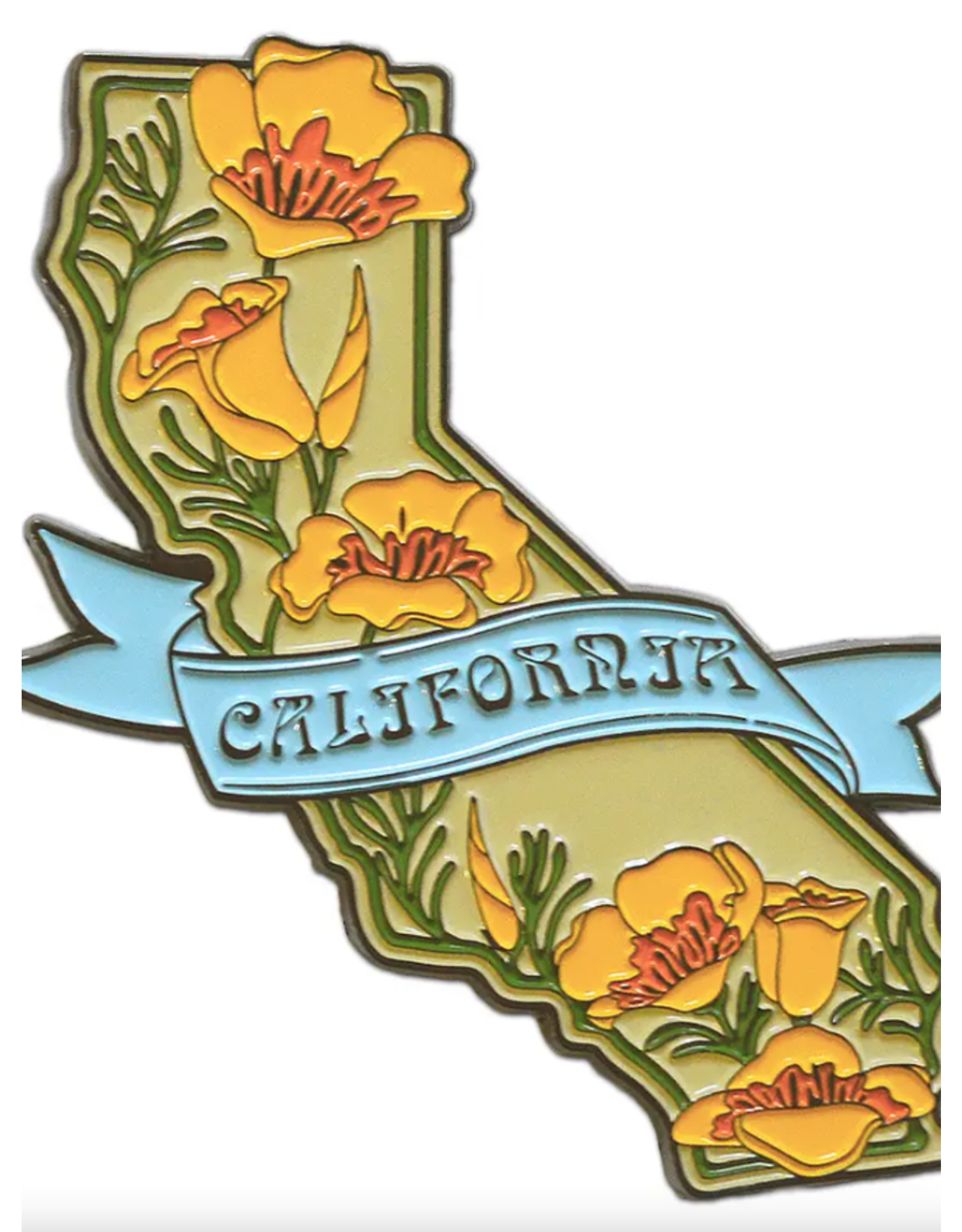 SF Mercantile CA State w/ Poppies Enamel Magnet