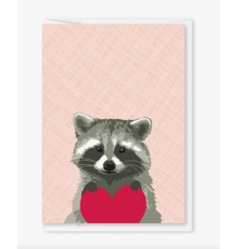 Modern Printed Matter Raccoon Heart Folded Enclosure Card