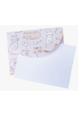 Cat Patterned Envelope Note Set - Set of 10
