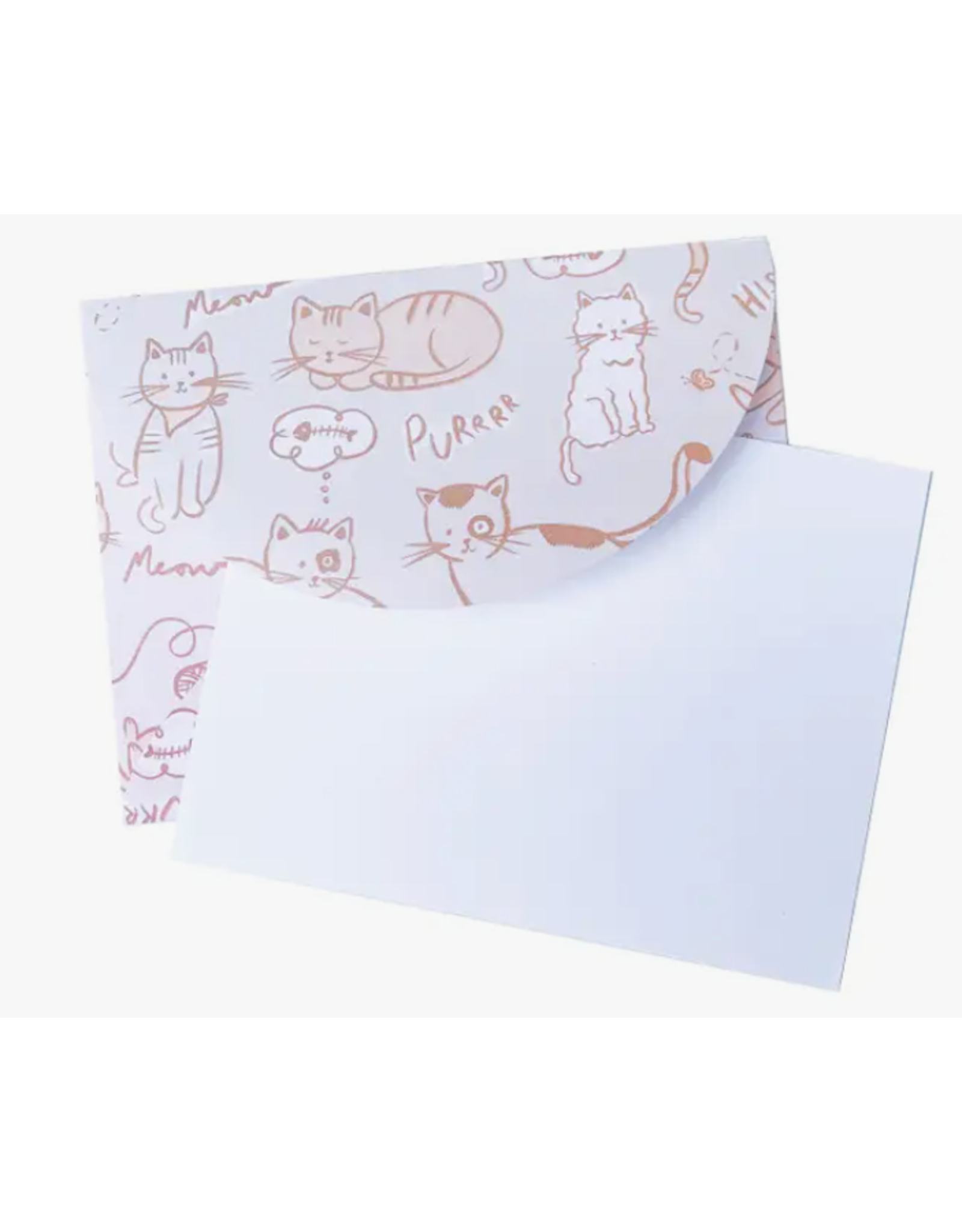 Cat Patterned Envelope Note Set - Set of 10