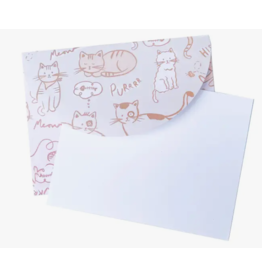 Cat Patterned Envelope Note Set - Set of 10