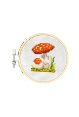 Kikkerland Mini CrossStitch Embroidery Kit - Mushroom