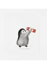 Dear Hancock Penguin Drinking Eggnog Card