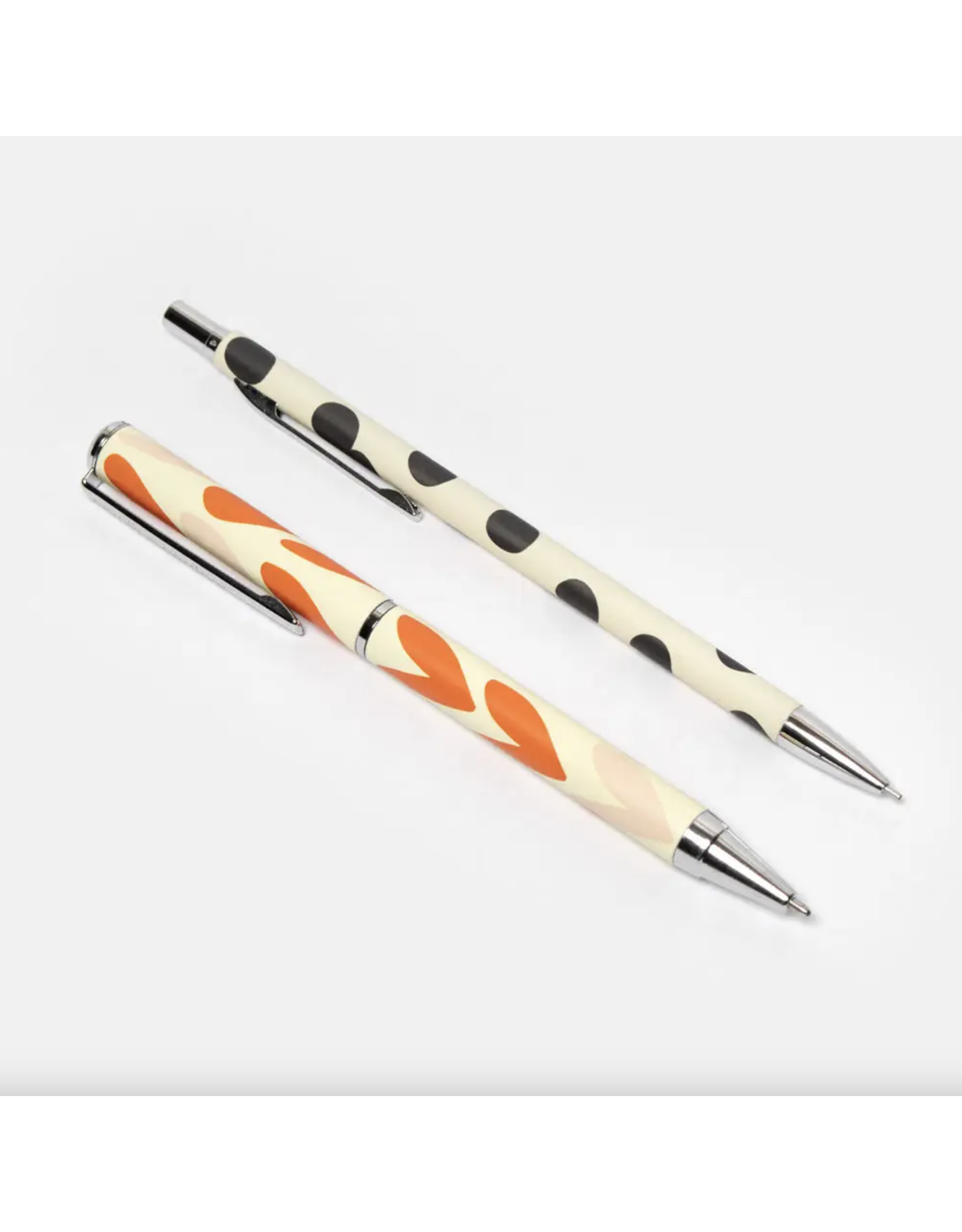 Caroline Gardner Pen + Pencil - Orange Hearts/Mono Spots