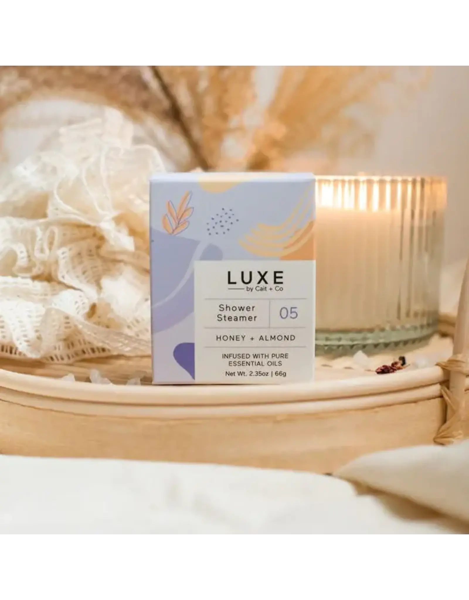 Cait + Co Luxe Honey + Almond Shower Steamer Fizzy Bomb