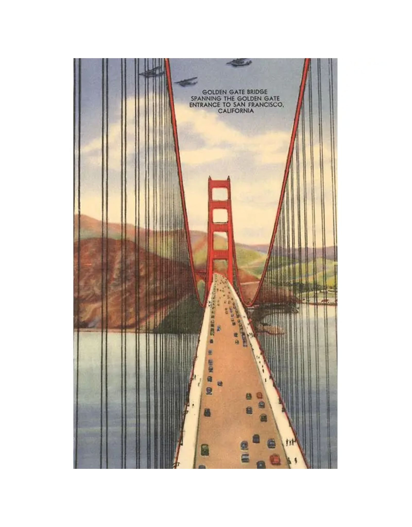 Found Image Press Postcard: Golden Gate Bridge with Planes