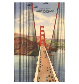 Found Image Press Postcard: Golden Gate Bridge with Planes