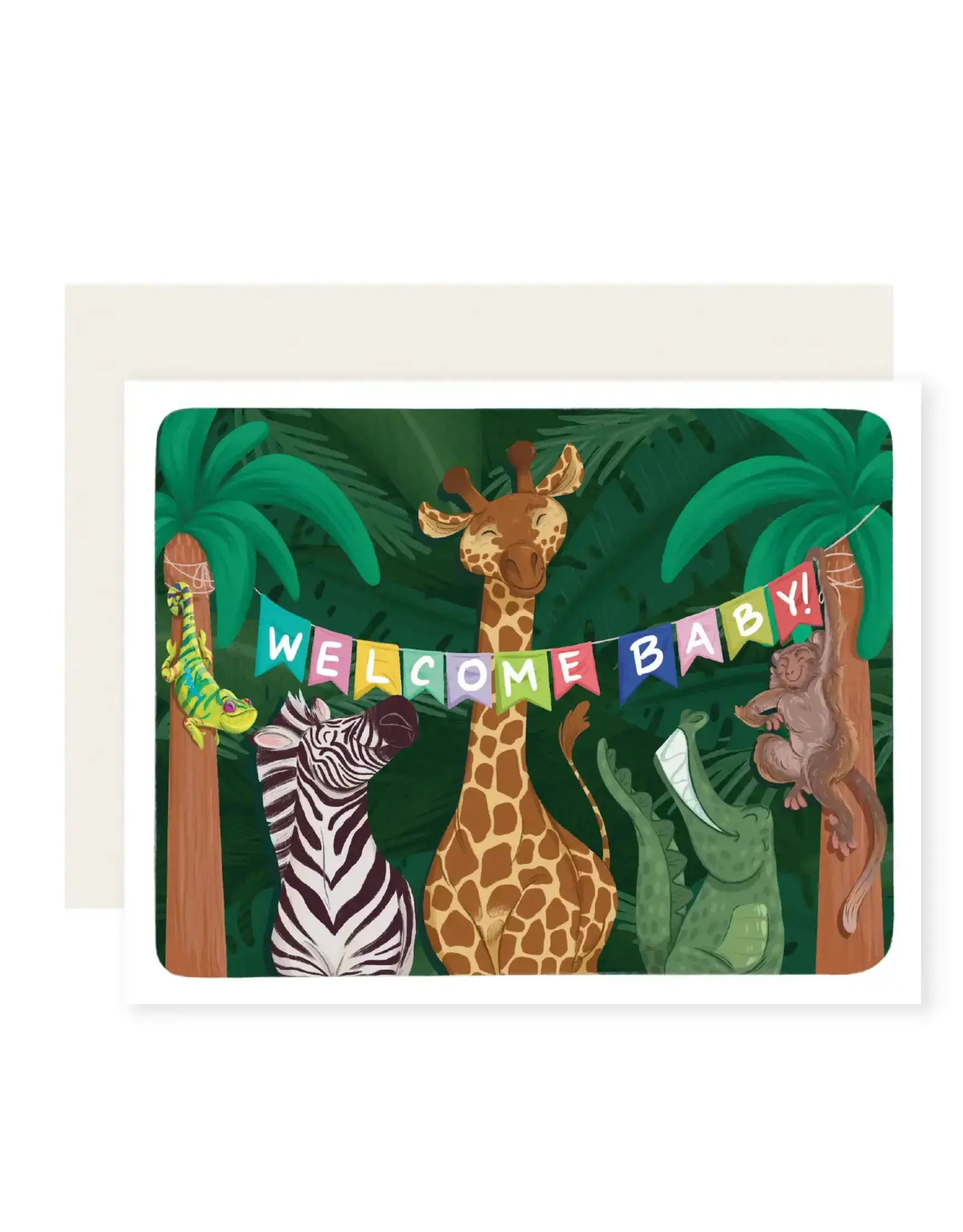 Slightly Stationery Jungle Welcome Baby Card