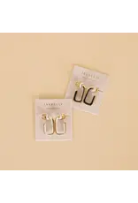 JaxKelly White Enamel Large Rectangle Hoop Earrings