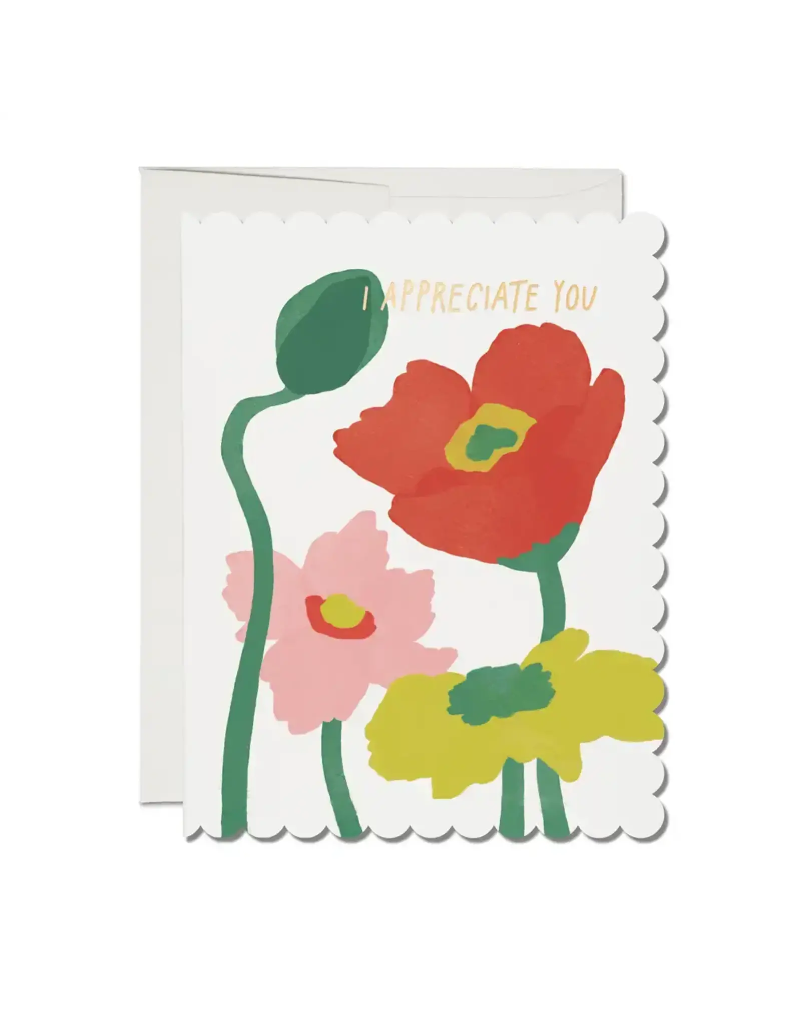 Scallop Poppy Thank You Card