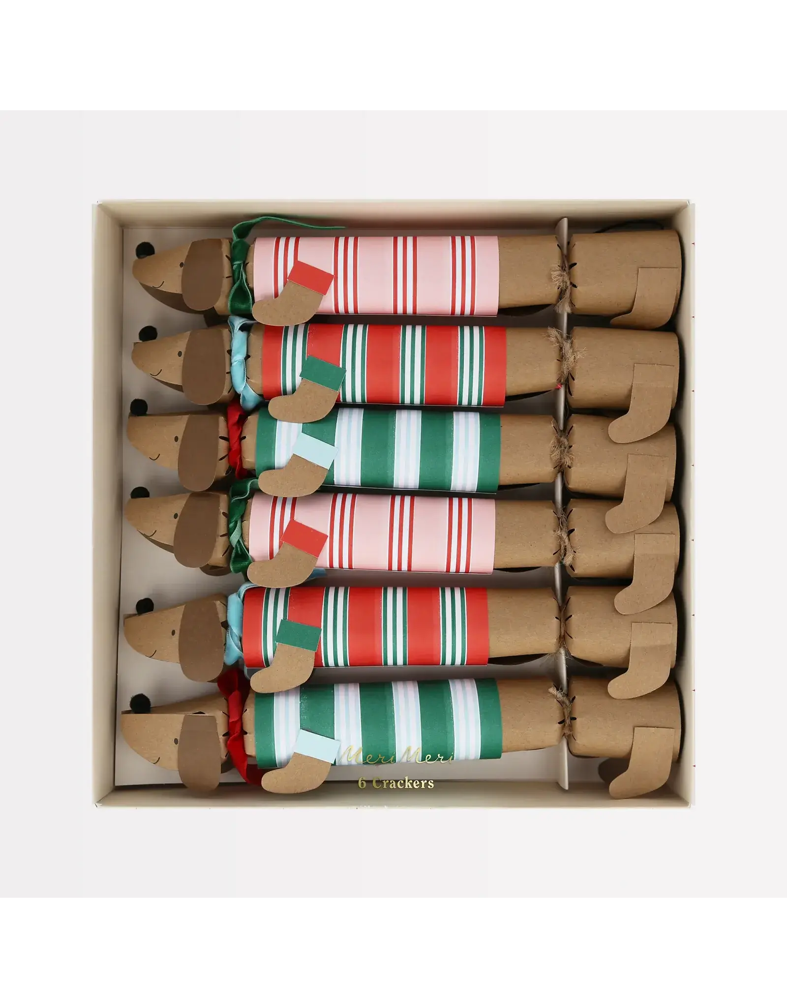 Festive Stripe Sausage Dog  Crackers