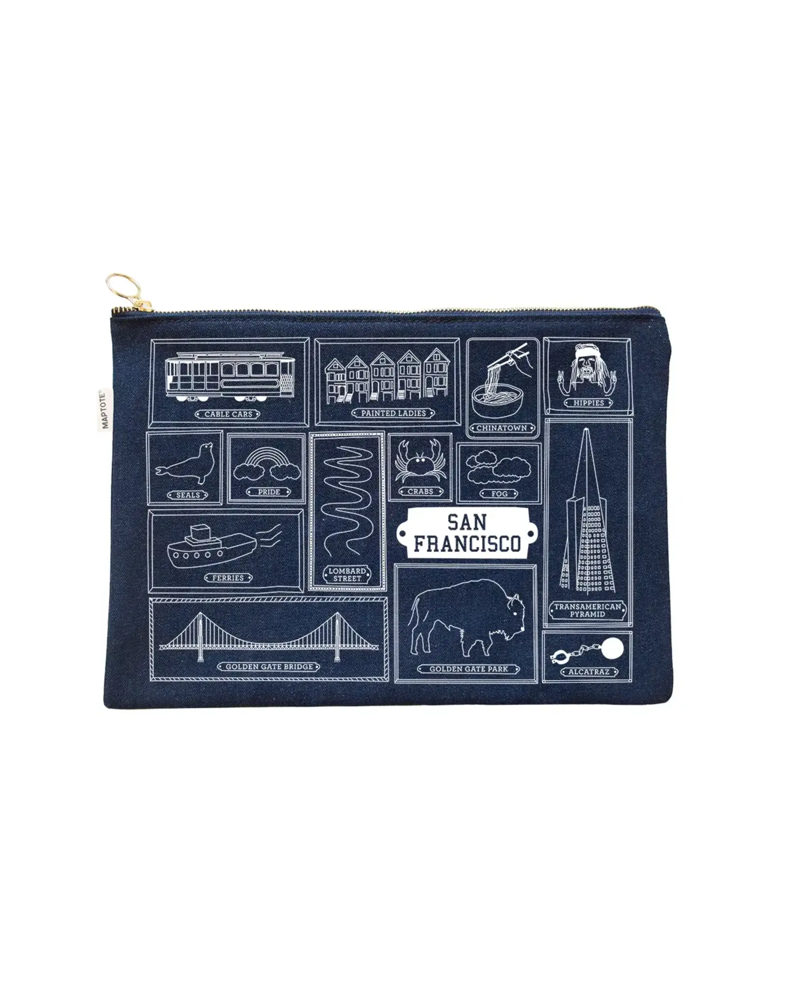 San Francisco Flat Zip Pouch - Denim