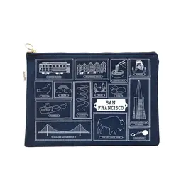 San Francisco Flat Zip Pouch - Denim