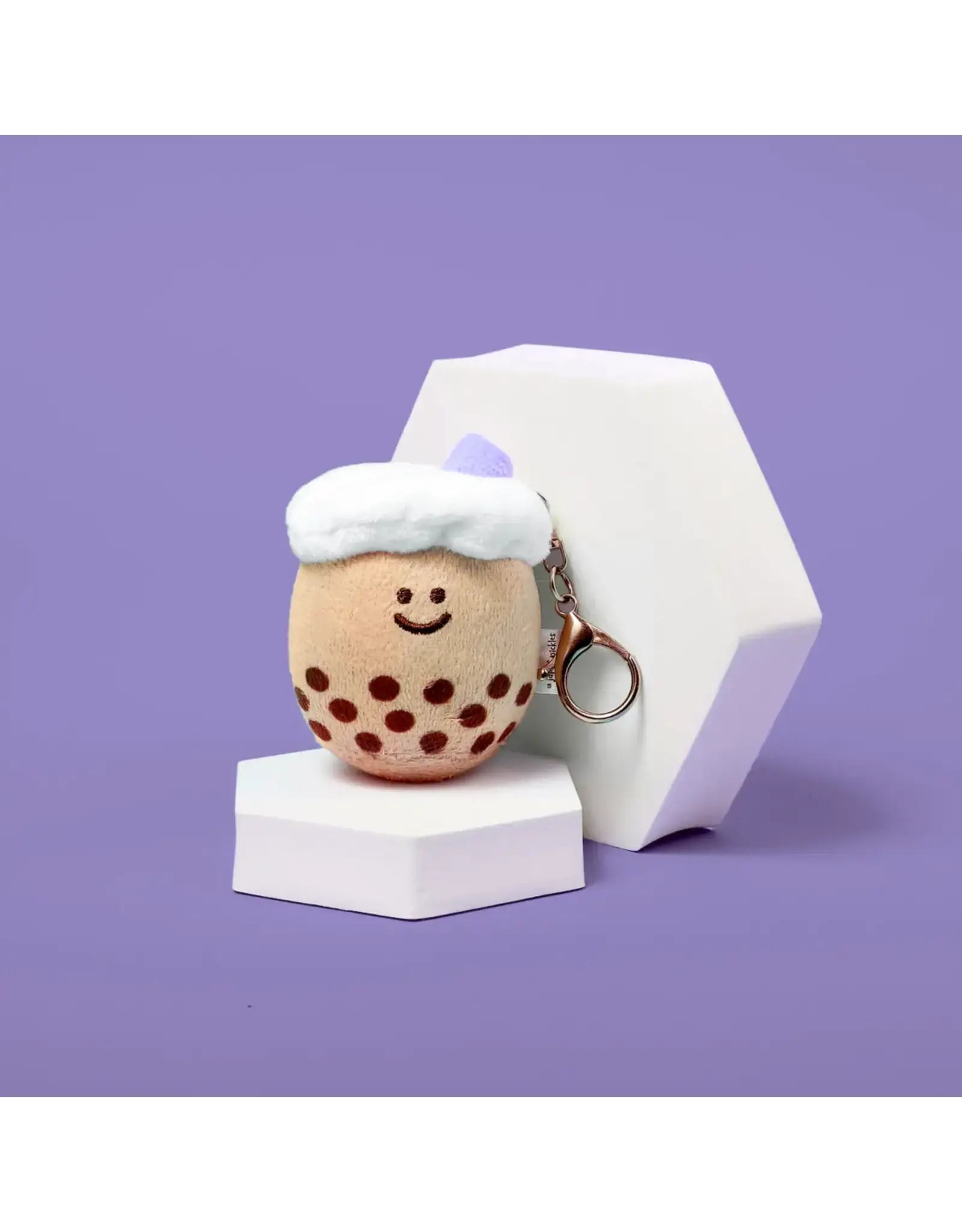 A Jar Of Pickles Mini Boba Milk Tea Plushie Keychain - Pink