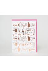 Egg Press Happy Birthday Wine Glasses Card