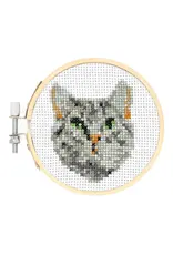 Kikkerland Mini Cross Stitch Embroidery Kit - Cat