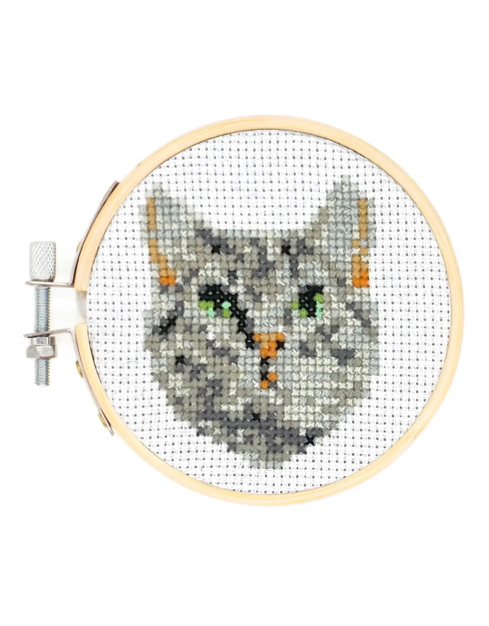 Kikkerland Mini Cross Stitch Embroidery Kit - Cat