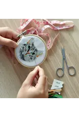 Kikkerland Mini Cross Stitch Embroidery Kit - Cat