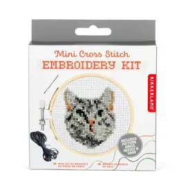 Kikkerland Mini Cross Stitch Embroidery Kit - Cat