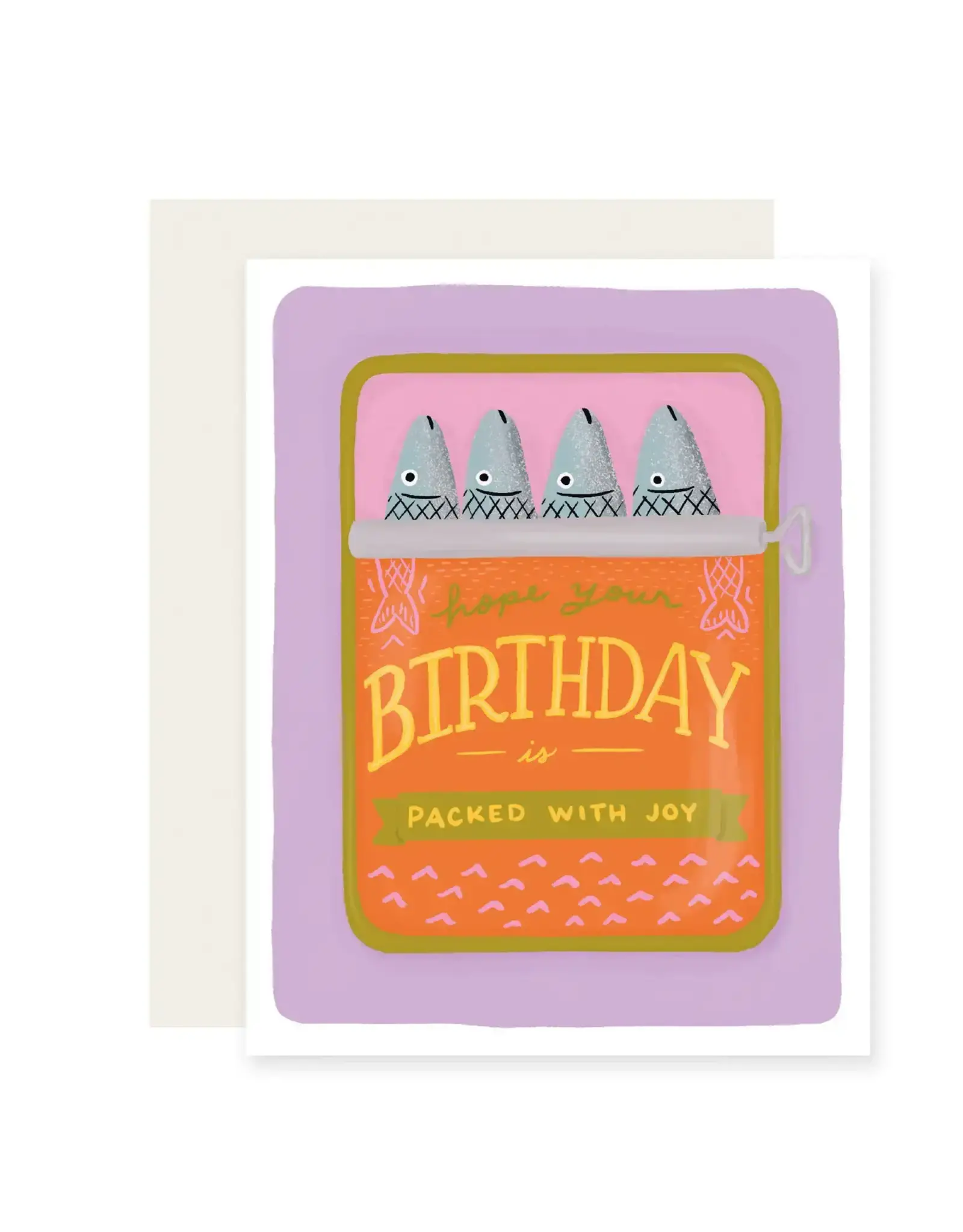 Slightly Stationery Tinned Fish Packed With Joy Card